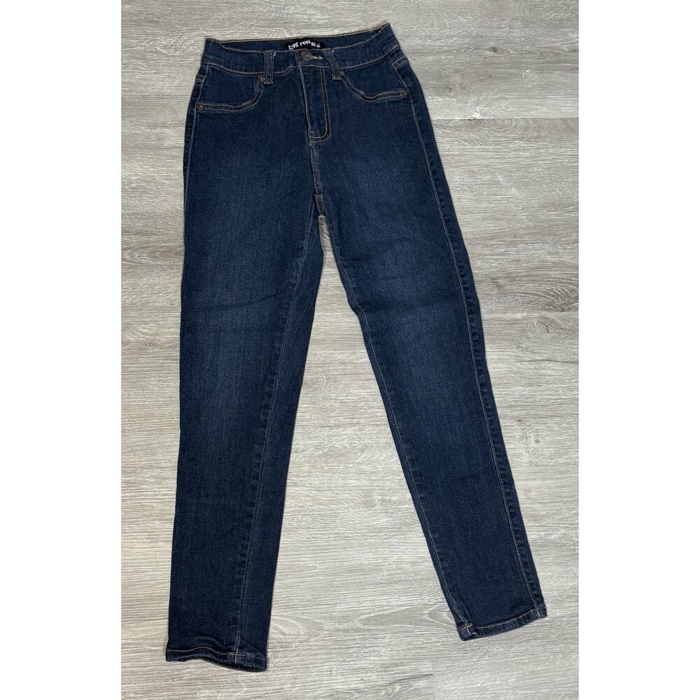 LOVE revival Jeans Dark Wash Orange Stitching‎ Juniors Size 5